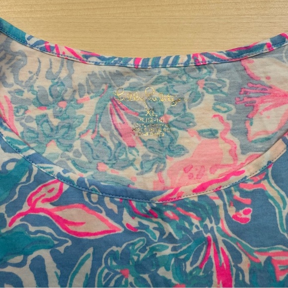 Lilly Pulitzer Ella Dress Blue Peri Viva La Lilly Vacation Tropical Girls XL - Picture 4 of 9
